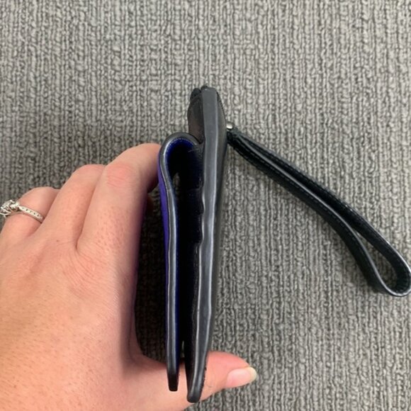 30 Studio Maggio Wallet Womens Small Black Blue Leather Snap Clutch Zip Wristlet - Picture 14 of 14